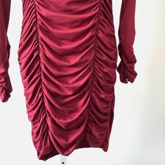 Fashion Nova Dress Large Midi Ruched Body Con Festival Cottage Core Coquette - Picture 8 of 12